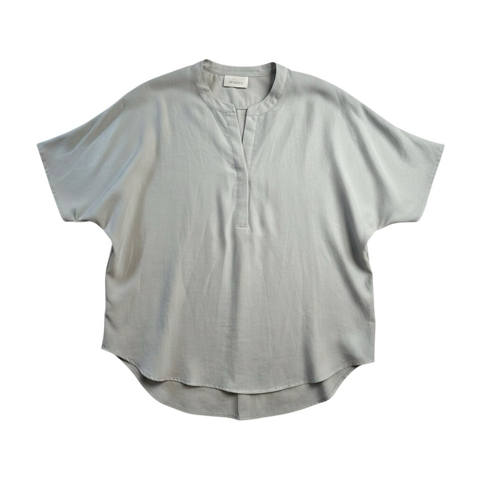 Chicos Silver Gray Career Fit Blouse Womens Size 1 M
